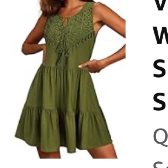 EUC VOTEPRETTY Womens' Boho Summer Dress Mini Solid Loose Lace - Picture 1 of 5